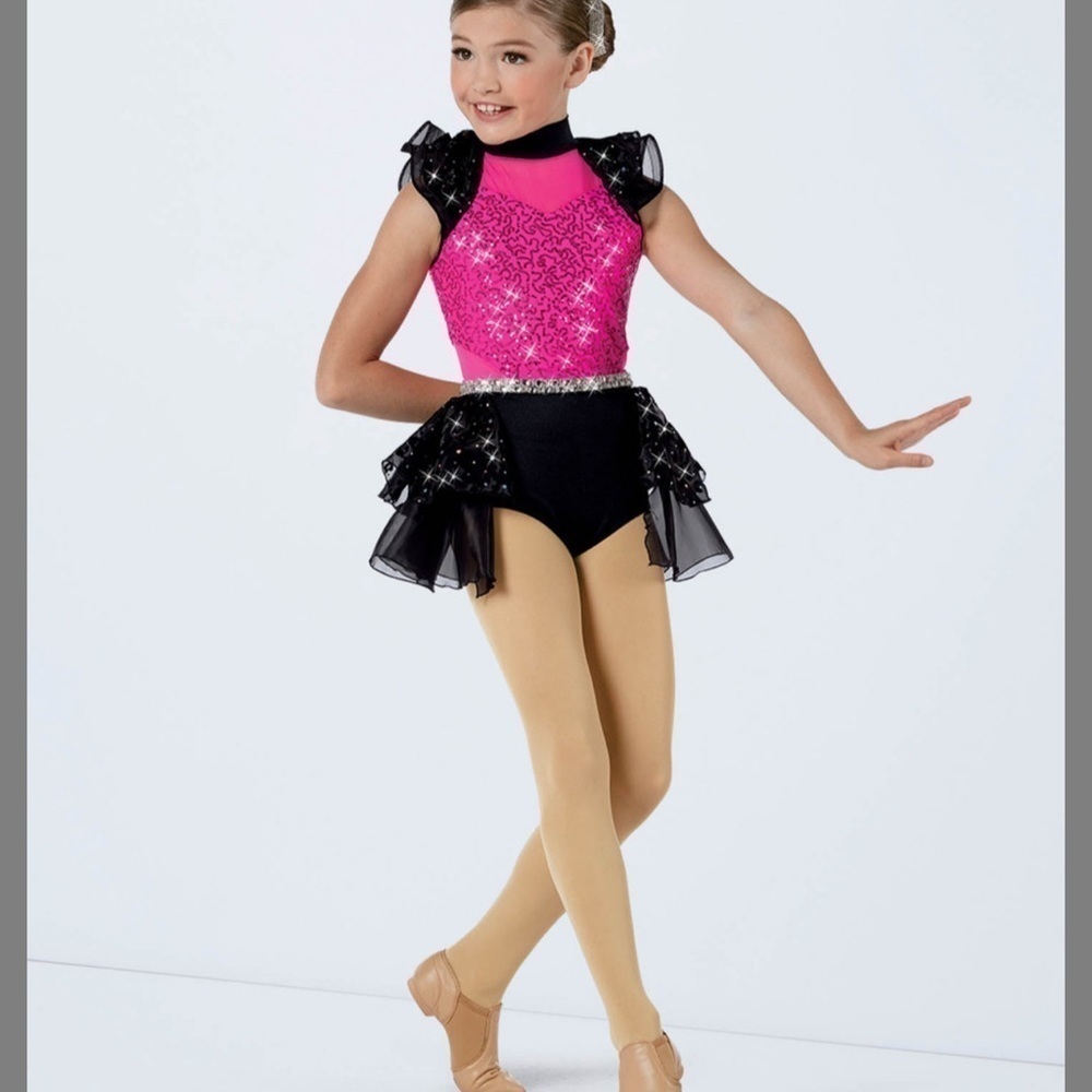 Weissman sequins dance leotard pink and black